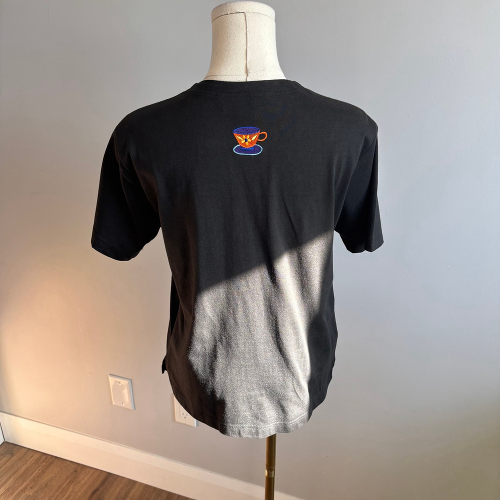 Bill & June Vintage Tea Cup Black Top, SZ M - Picture 5 of 9